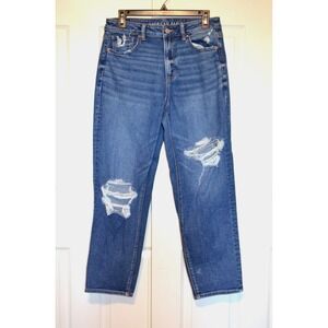 American Eagle Jeans Distressed Mom Straight Womens Size 10 Waist 30" Inseam 27"